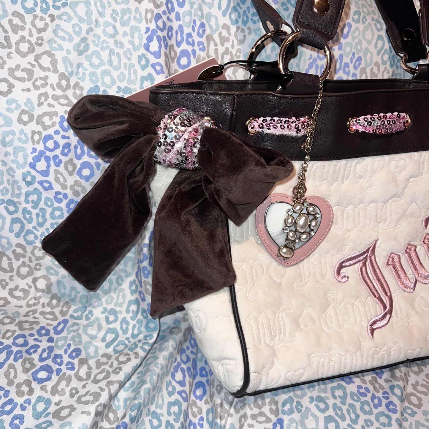 New Custom Cream Juicy Couture Purse Daydreamer Tote Bag Vintage Style Handbag