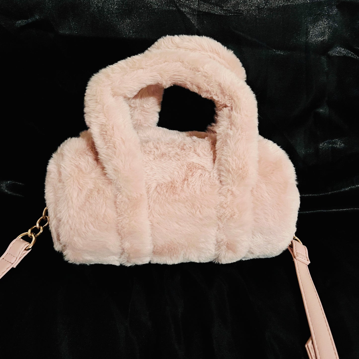 New Pink Juicy Couture Crossbody Bag Purse Fluffy Faux Fur