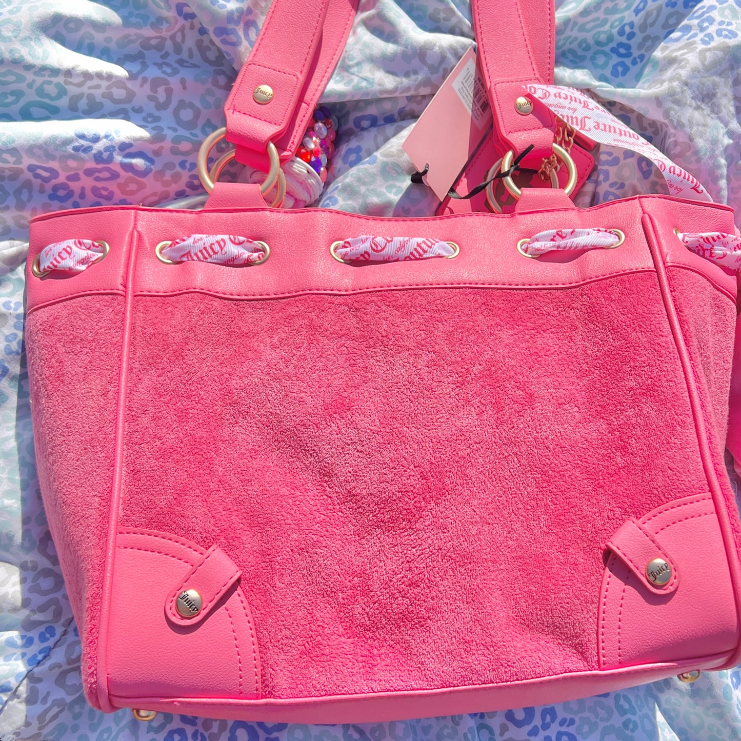 New Pink Juicy Couture Daydreamer Tote Bag Purse Custom Dyed Juicy Lovers Club