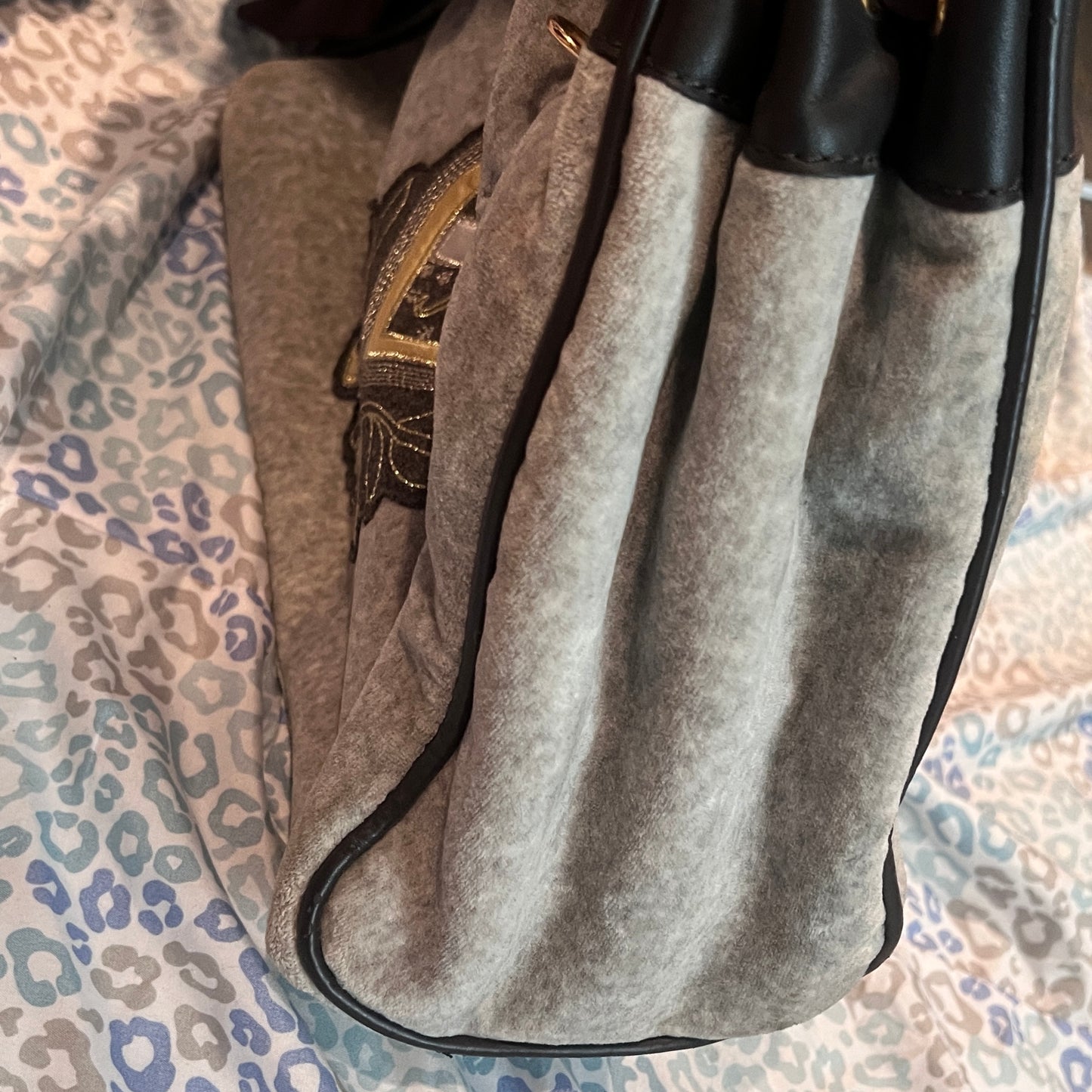 Vintage Gray Juicy Couture Purse Tote Bag Daydreamer Handbag Velour Y2K Mcbling