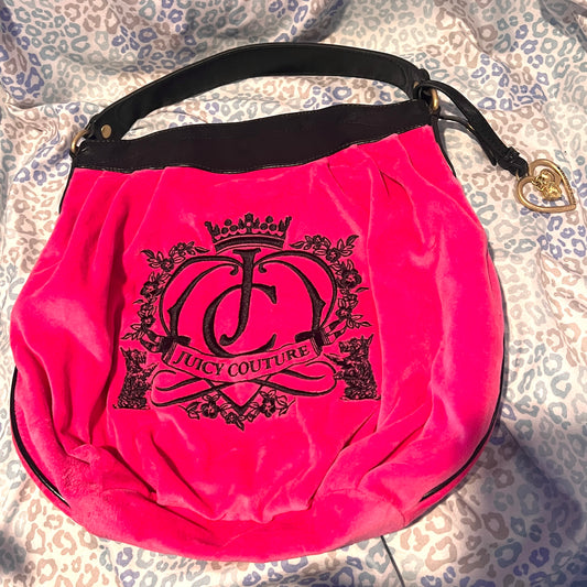 Vintage Rare Hot Pink Juicy Couture Purse Satchel Bag Handbag Velour Y2K Mcbling