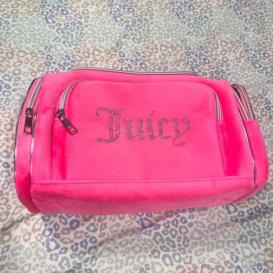 New Pink Juicy Couture Travel Case Cosmetic Makeup Bag NWT Velour Large Size