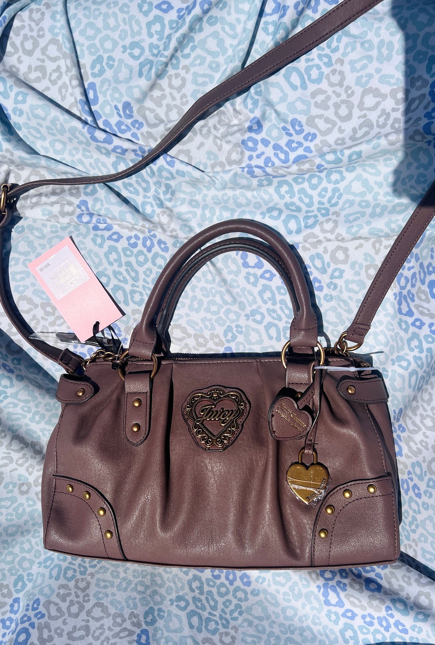 New Brown Juicy Couture Purse Handbag Satchel + Bag Charm Pleather