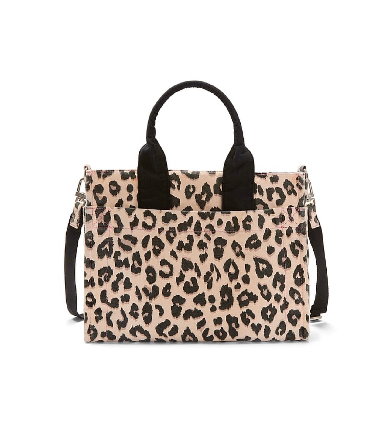 New VS PINK Leopard Cheetah Print Hot Pink Logo Mini Crossbody Tote Bag Viral
