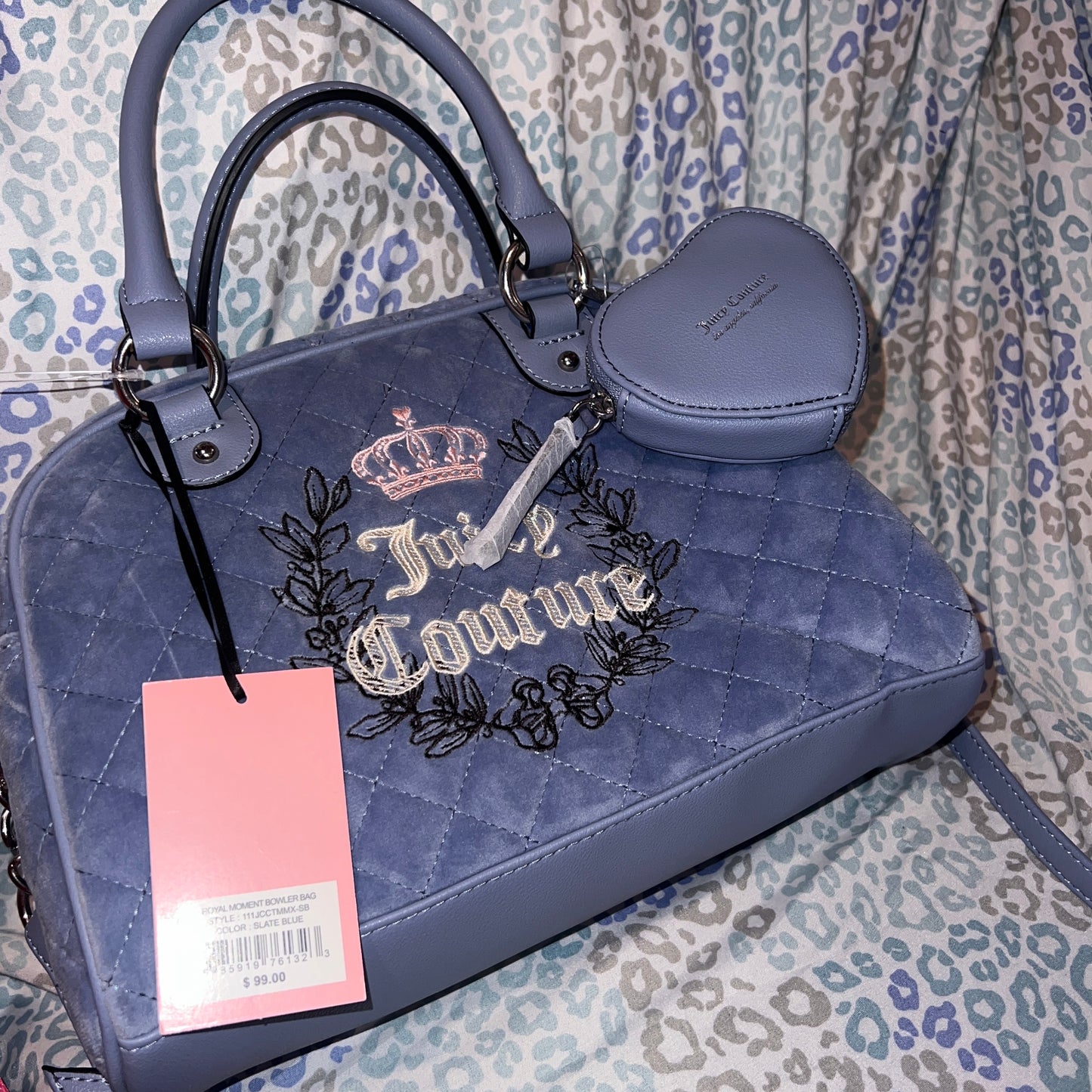 New Blue Juicy Couture Purse Royal Moment Bowler Bag Vintage Style Handbag