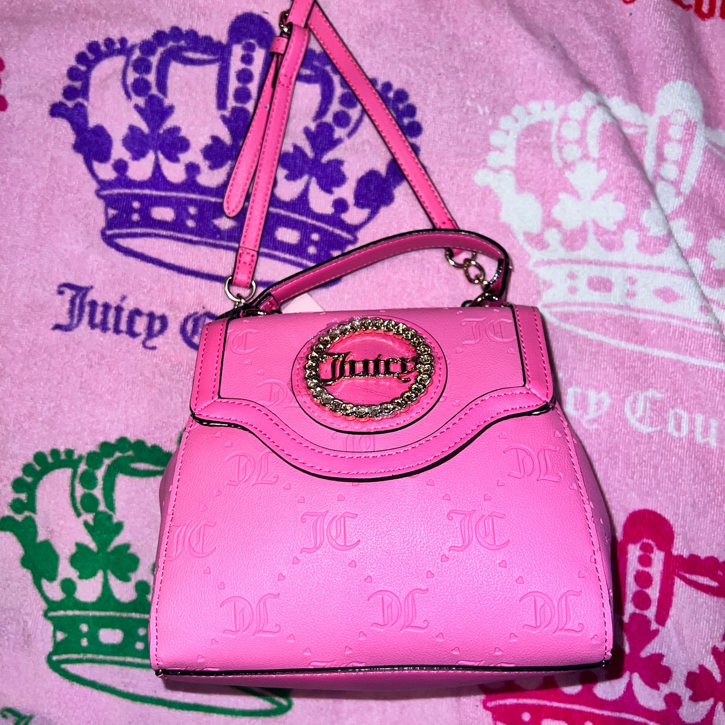 New Pink Juicy Couture Purse Handbag Stay In Circle Crossbody Bag