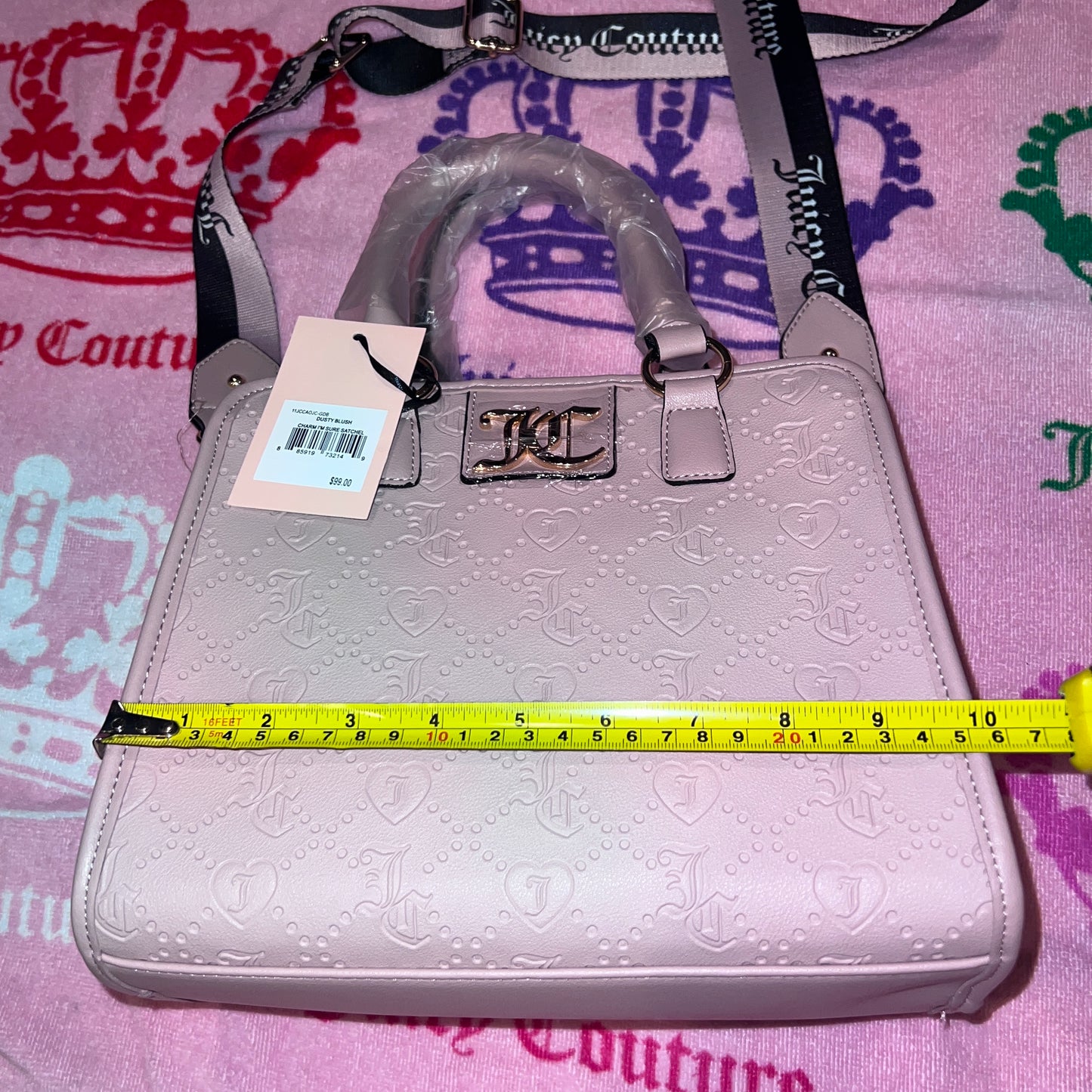 New Pink Juicy Couture Crossbody Purse Bag Dusty Blush Charm I'm Sure Satchel