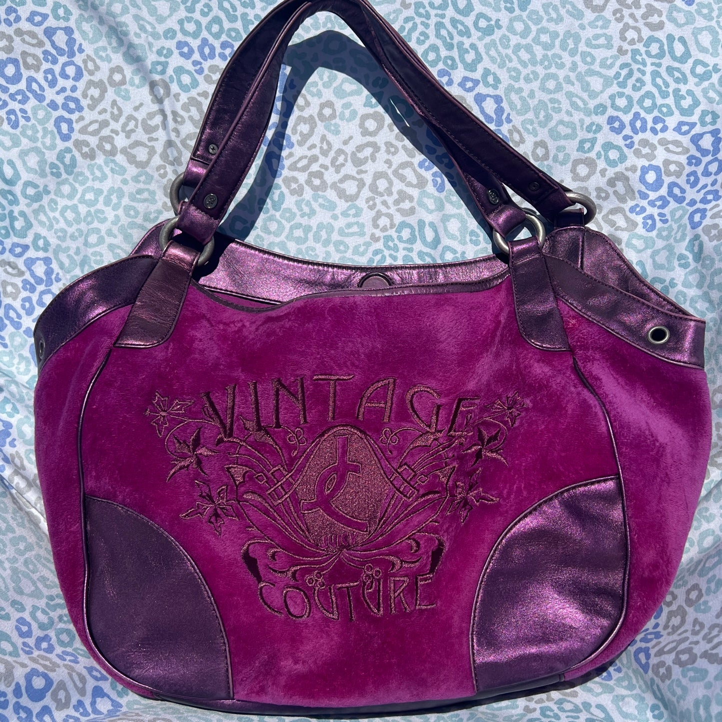 Vintage Rare Purple Juicy Couture Purse Shoulder Bag Handbag Satchel Velvet Y2K