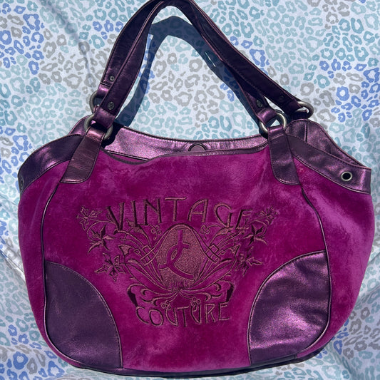 Vintage Rare Purple Juicy Couture Purse Shoulder Bag Handbag Satchel Velvet Y2K