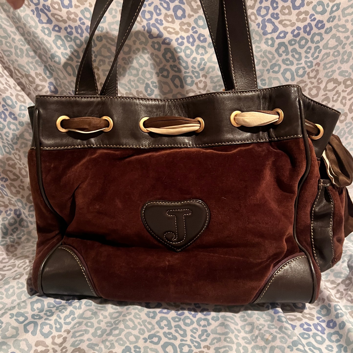 Vintage Dark Brown Juicy Couture Daydreamer Tote Bag Velour Fairy Tale Y2K Purse