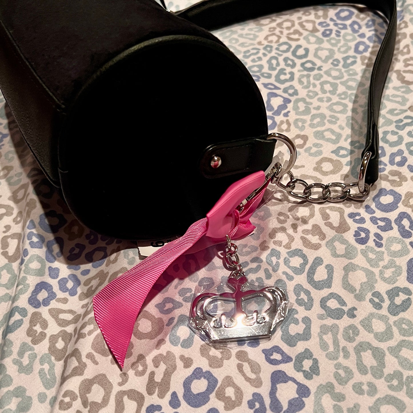 New Black Juicy Couture Purse Barrel Bag Velour Vintage Style Couture Luxury