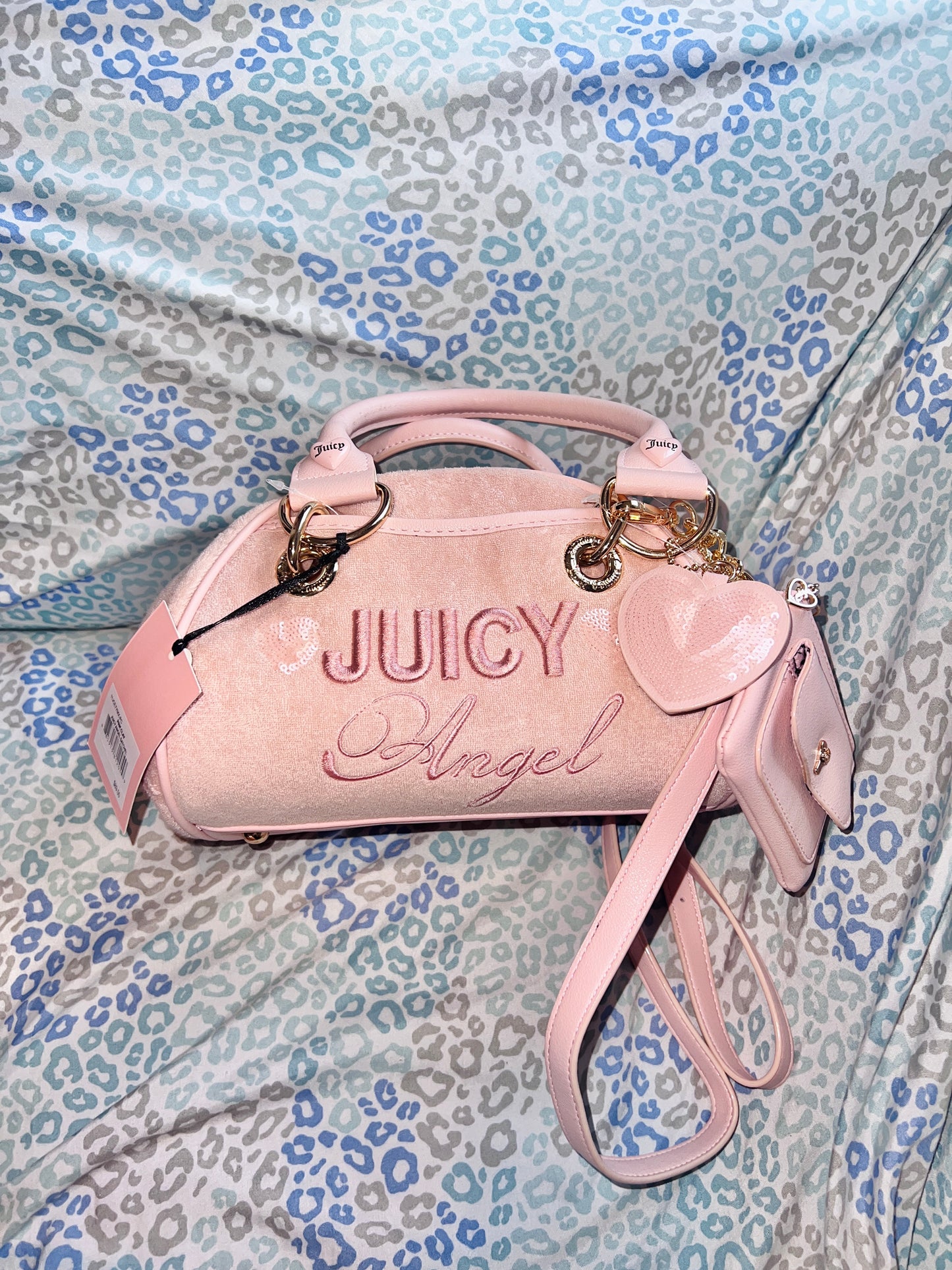 New Cream Juicy Couture Purse Juicy Angel Bowler Bag Handbag Terry Cloth Satchel