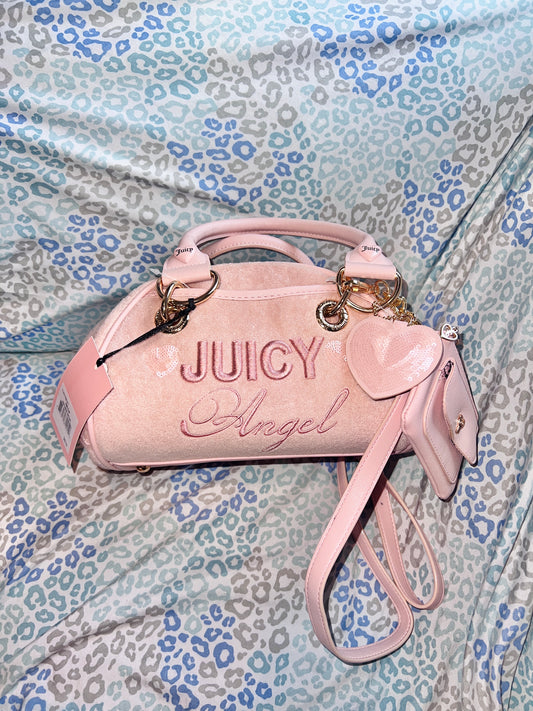 New Cream Juicy Couture Purse Juicy Angel Bowler Bag Handbag Terry Cloth Satchel