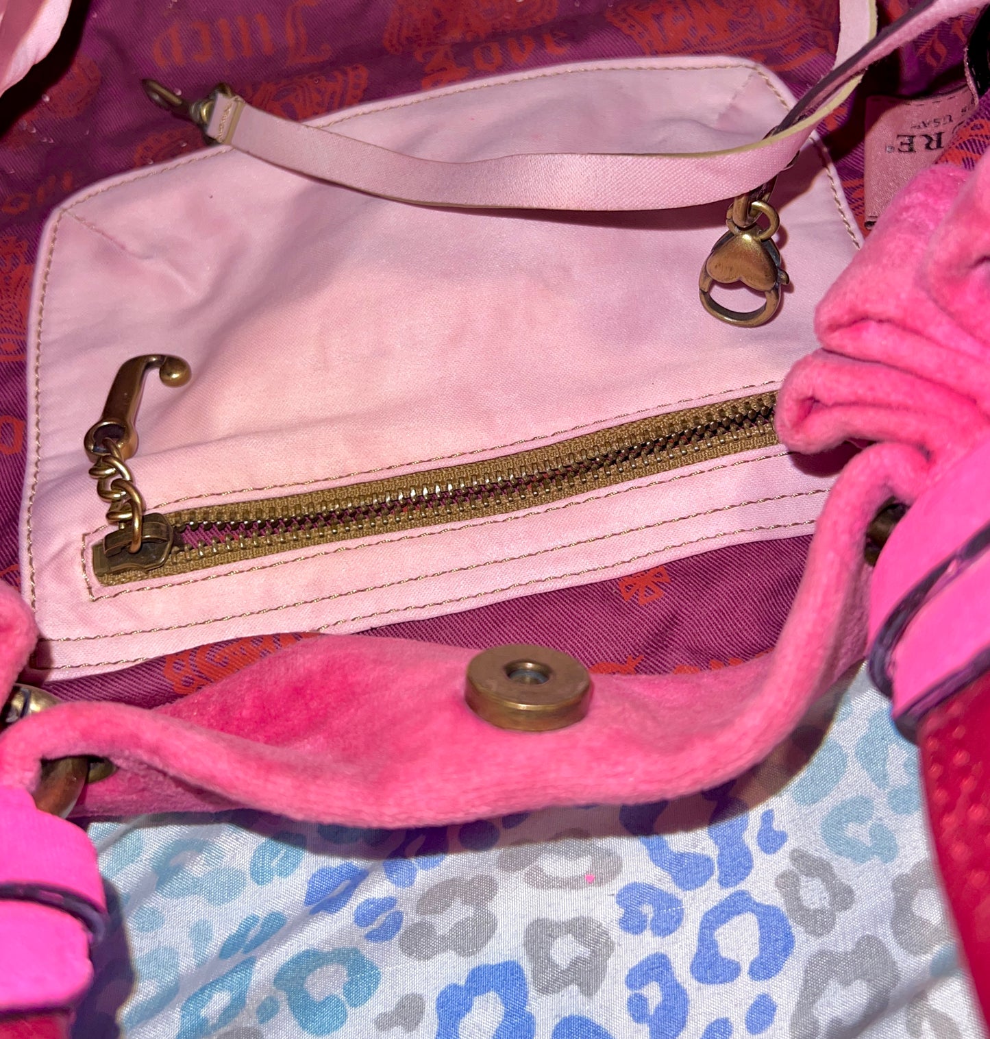Vintage Rare Pink Juicy Couture Purse Velour Handbag Scottie Dog Bag Y2K Satchel