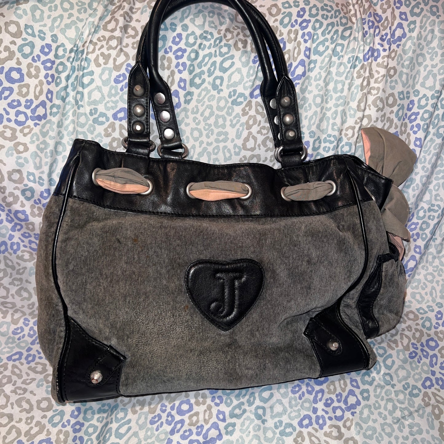 Vintage Grey Juicy Couture Purse Handbag Velour Y2K Scottie Dog Daydreamer Bag