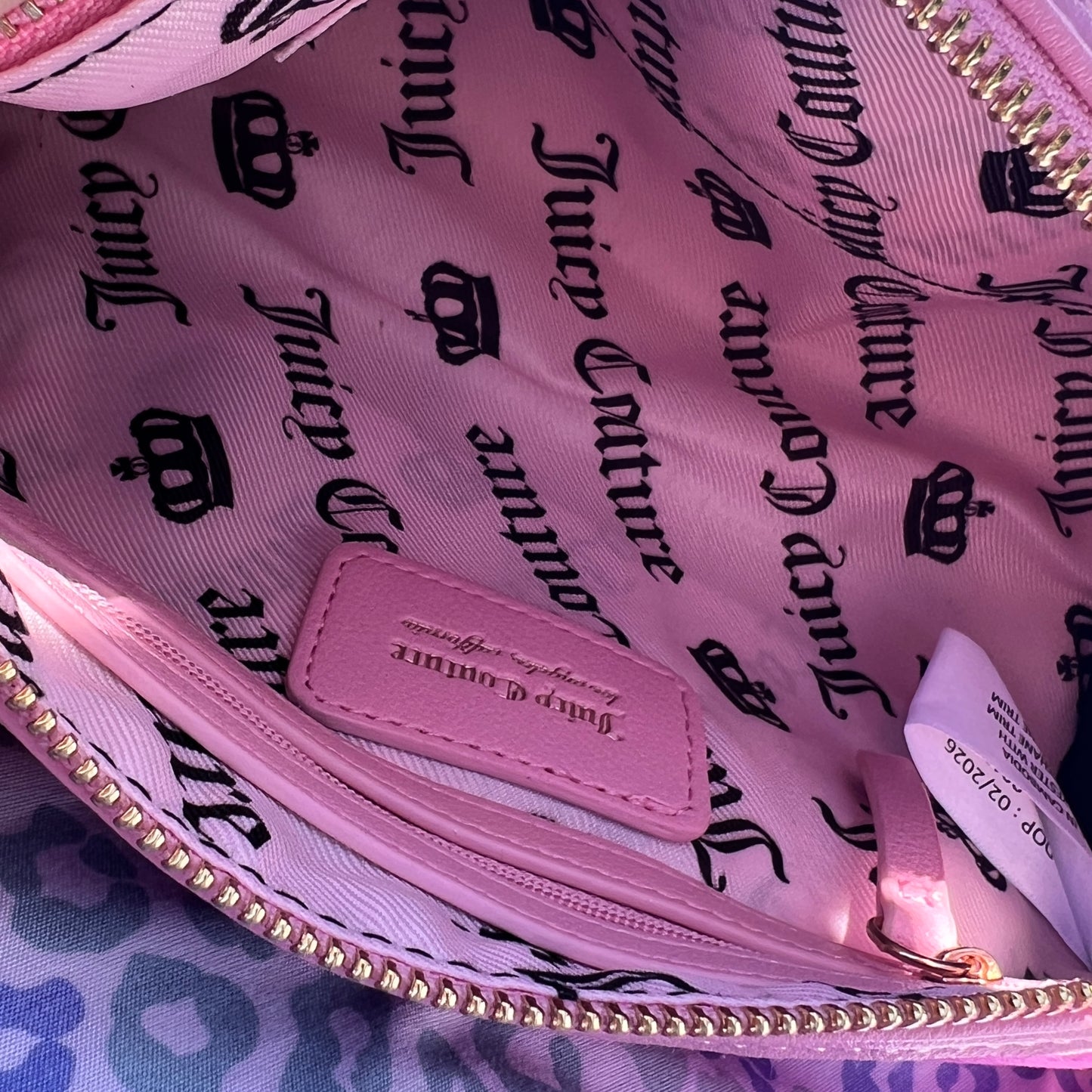 New Pink Juicy Couture Purse Barrel Bag Handbag Velour Spill the Juicy Tea