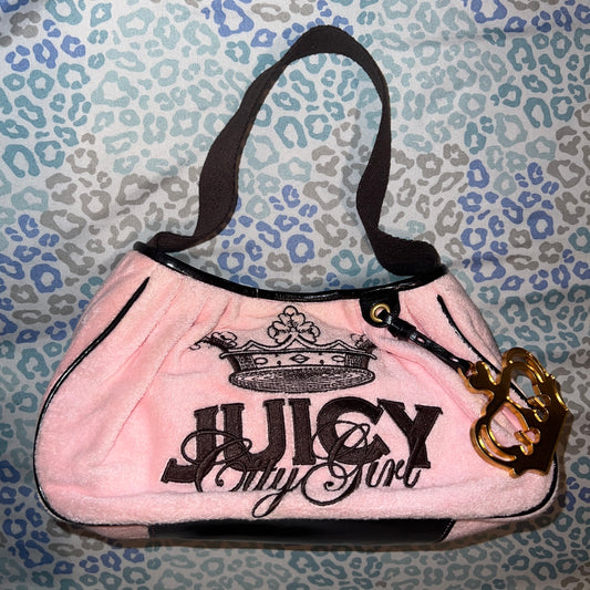 Vintage Rare Pink Juicy Couture Purse Handbag Bag - Juicy City Girl Terry Cloth