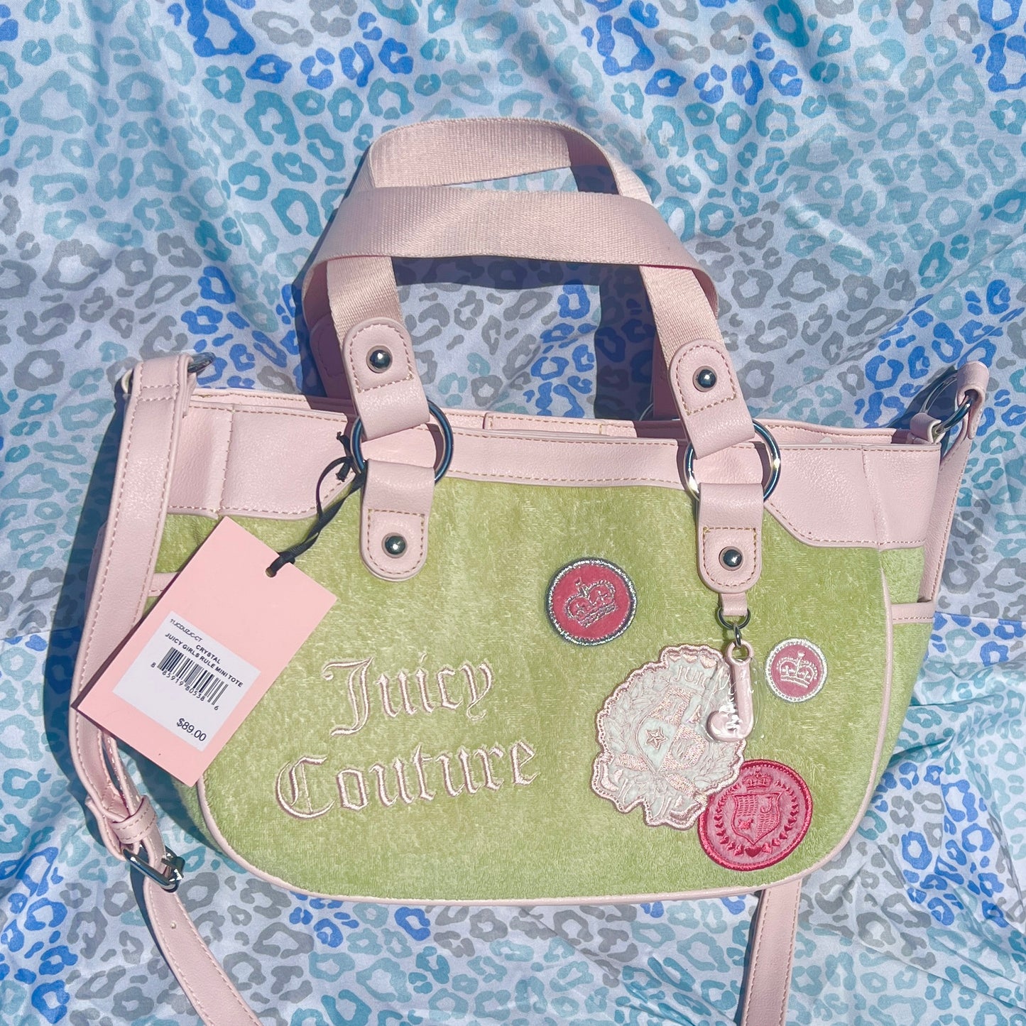 New Pink Green Juicy Couture Purse Custom Dyed Crossbody Bag Handbag Watermelon