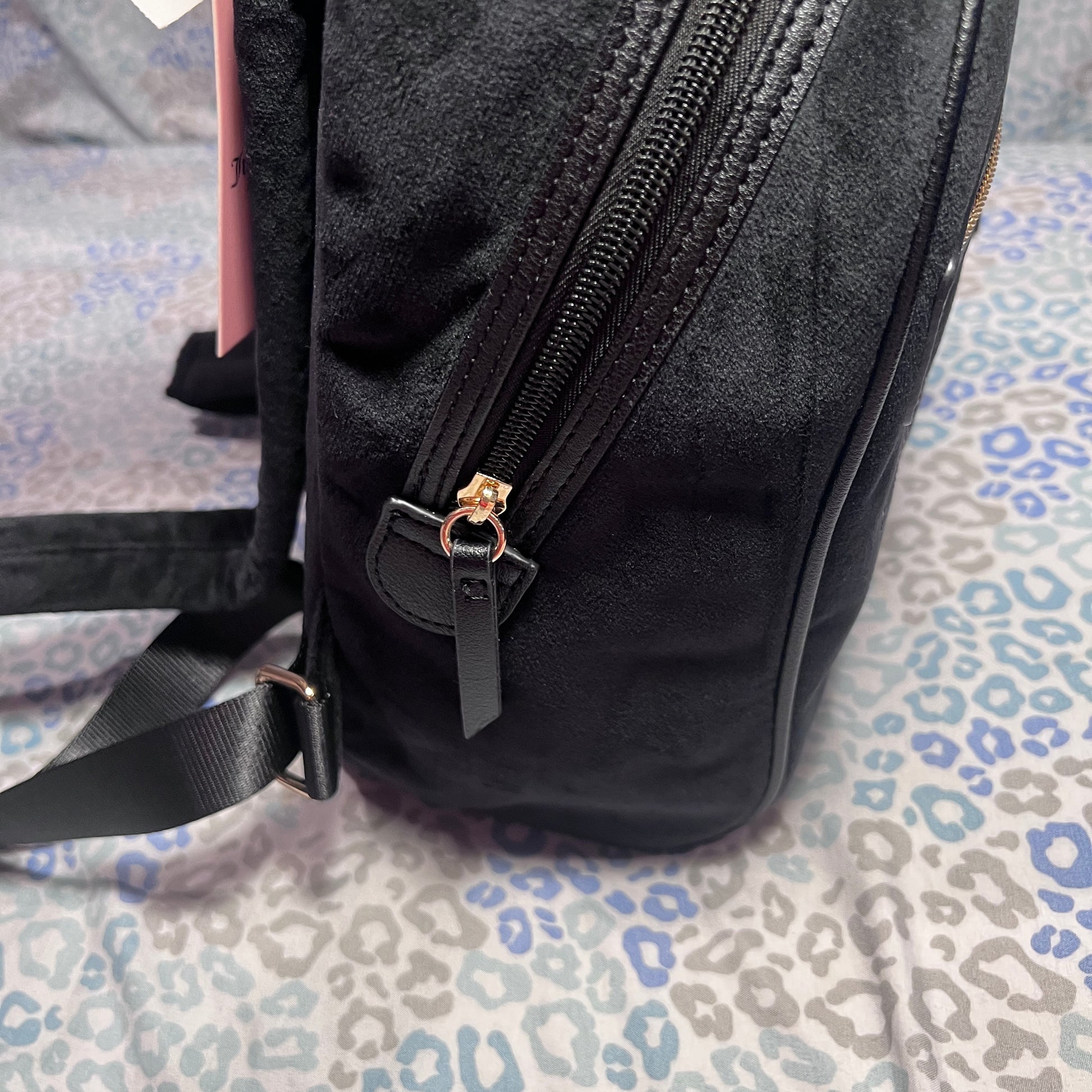 juicy couture bel air bijoux luxe velour mini backpack New Black Juicy Couture Backpack Purse Bag Velour – Purse Hut