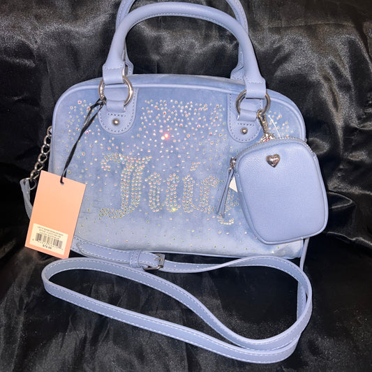 New Blue Juicy Couture Bowler Bag Purse Velvet