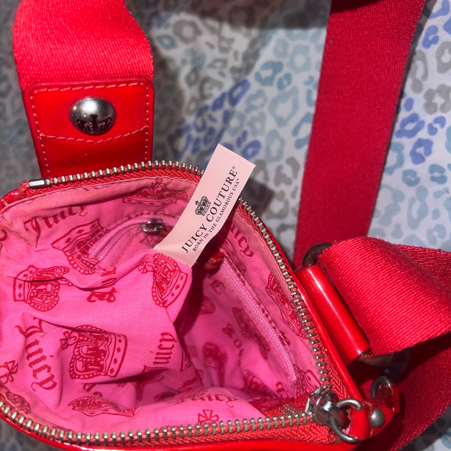 Vintage Rare Red Juicy Couture Purse Crossbody Bag Handbag Velour Y2K