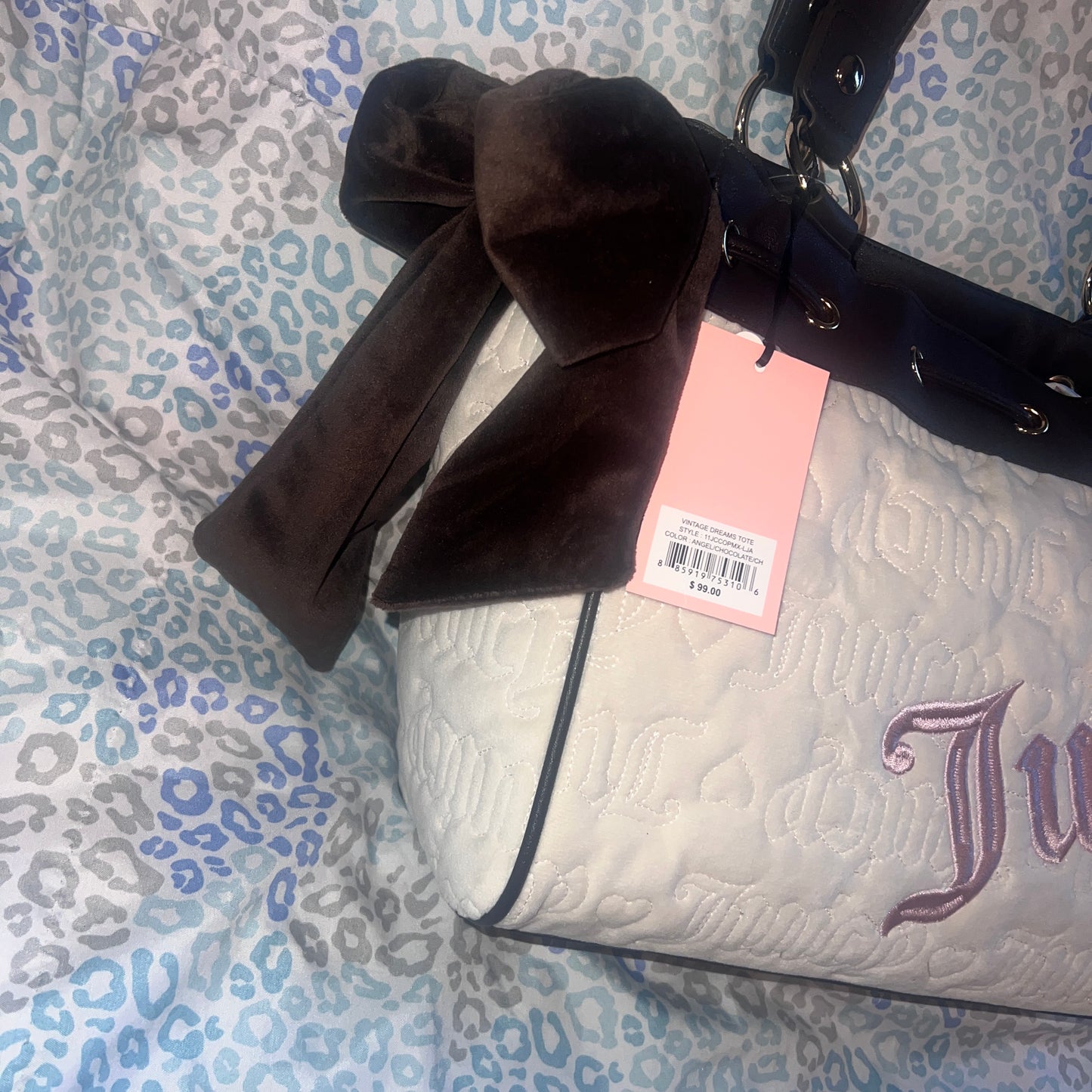 New Cream Juicy Couture Purse Daydreamer Tote Bag Vintage Style Handbag Y2K