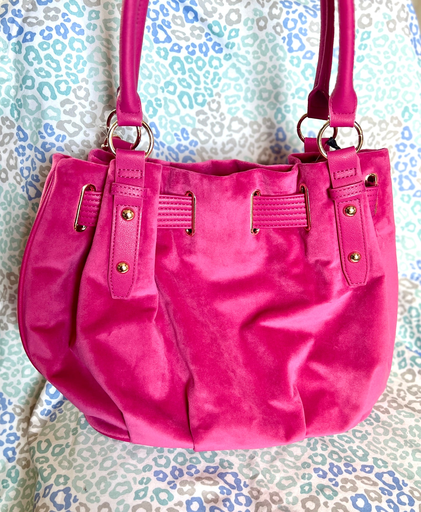 New Pink Juicy Couture Purse Satchel Bag Handbag Velour Sparkle Royal Tote