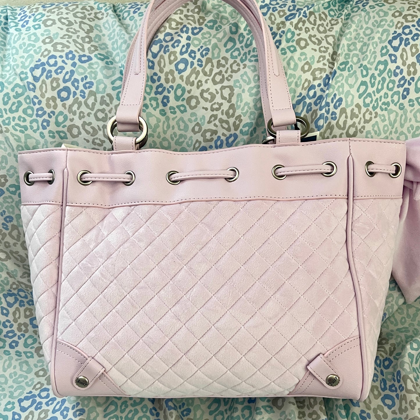 New Pink Juicy Couture Purse Tote Bag Handbag Velour Fairy Tale Vintage Style