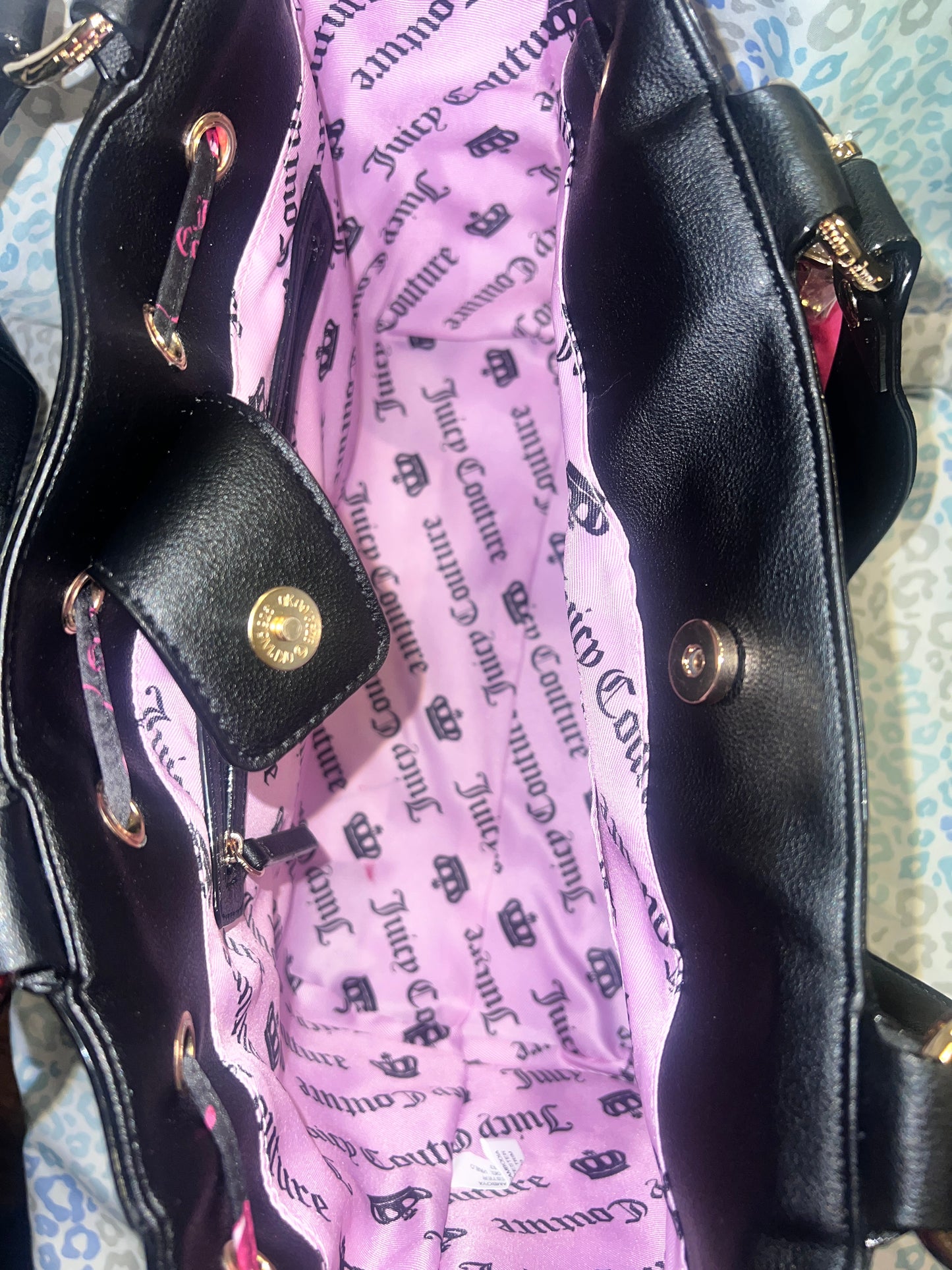 New Pink Black Juicy Couture Purse Cherry Daydreamer Tote Bag Handbag