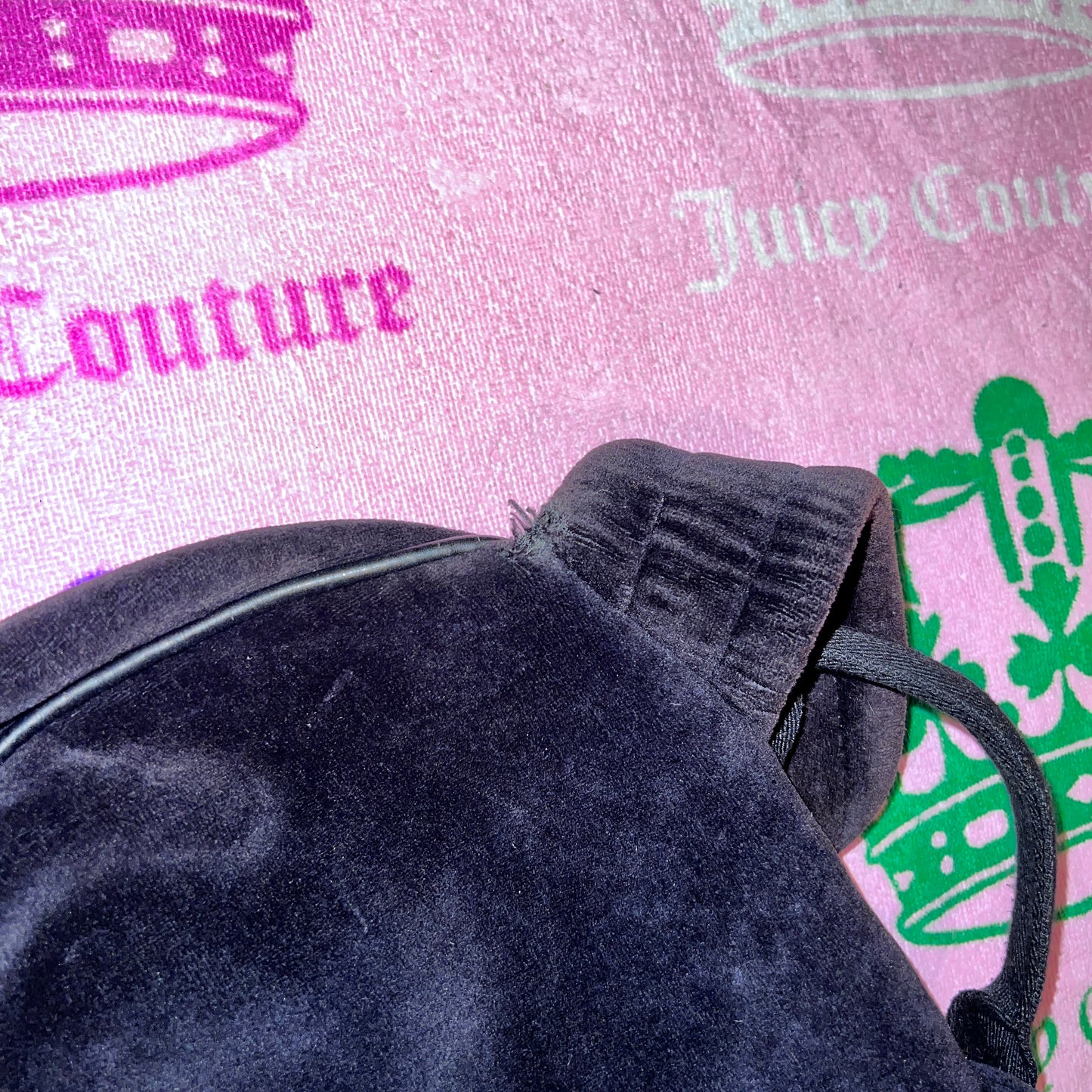 Vintage Black Juicy Couture Backpack Purse Bag Velour Y2K Large