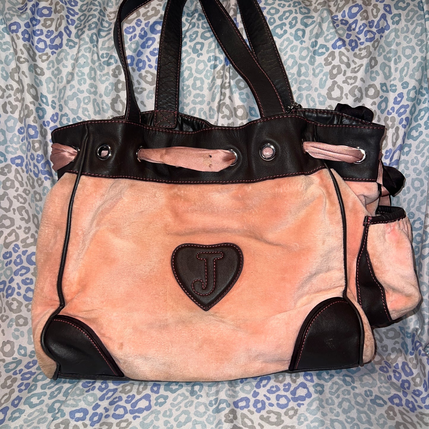 Vintage Pink Juicy Couture Purse Handbag Tote Daydreamer Velour Y2K Mcbling