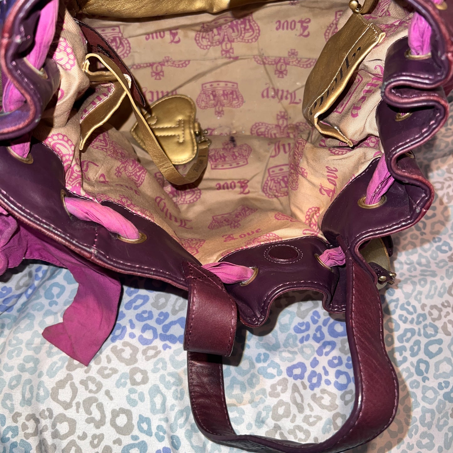 Vintage Purple Juicy Couture Purse Handbag Tote Bag Daydreamer Fairy Tale Y2K