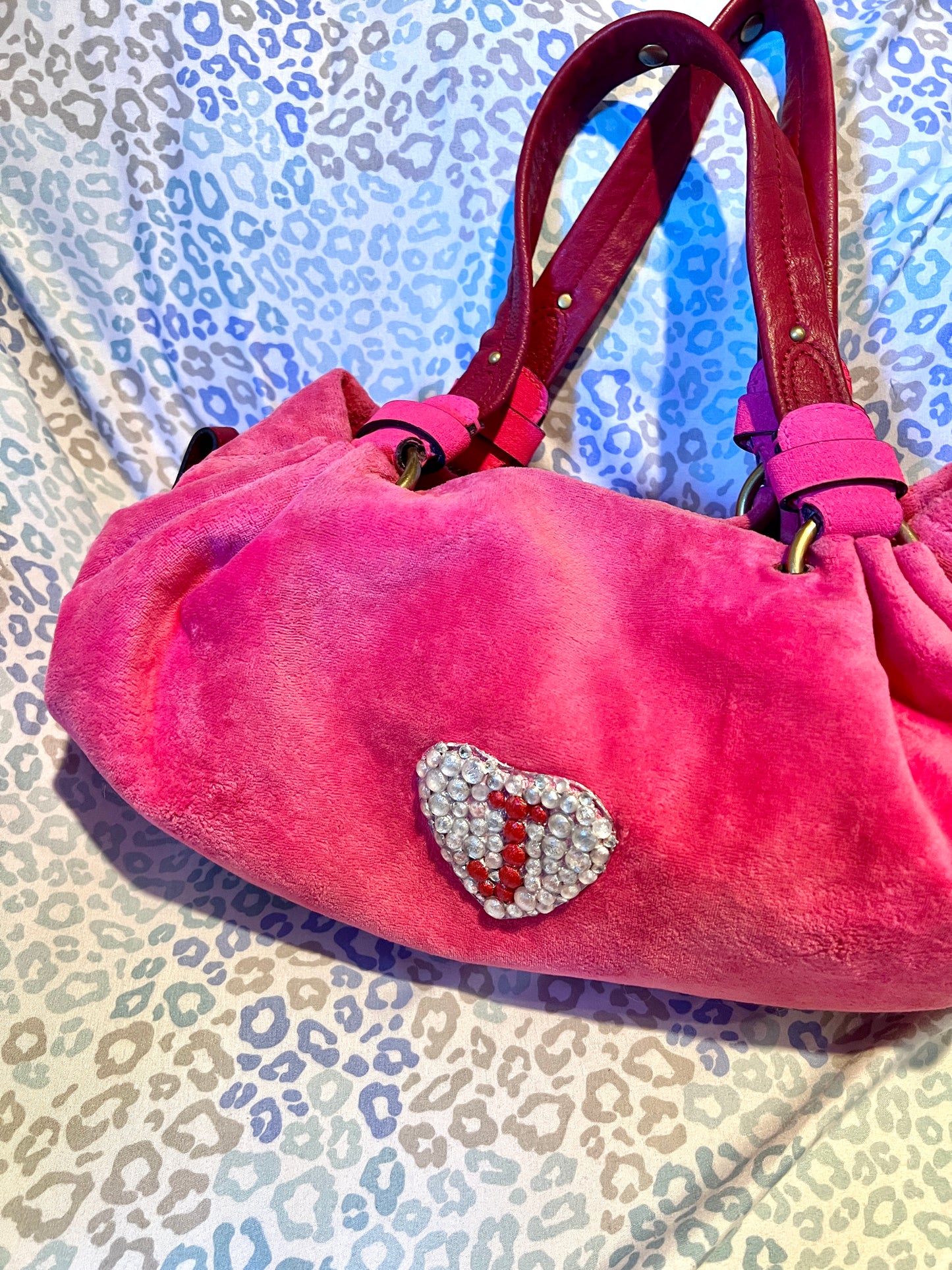 Vintage Rare Pink Juicy Couture Purse Velour Handbag Scottie Dog Bag Y2K Satchel