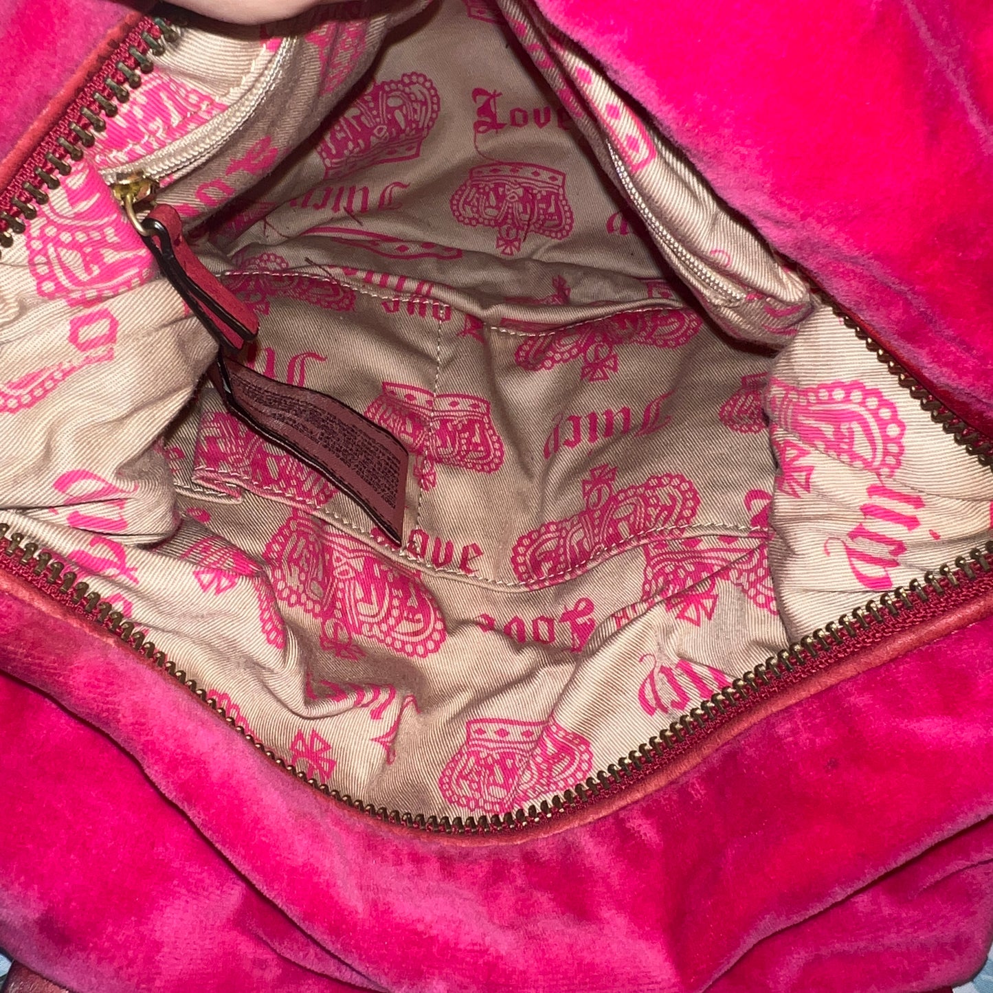 Vintage Rare Hot Pink Juicy Couture Purse Handbag Satchel Bag Velour y2k