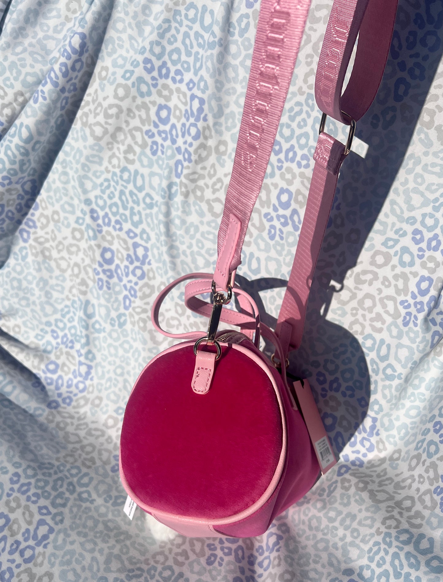 New Pink Choose Juicy Couture Purse Study In Style Barrel Bag Patch Work Velour