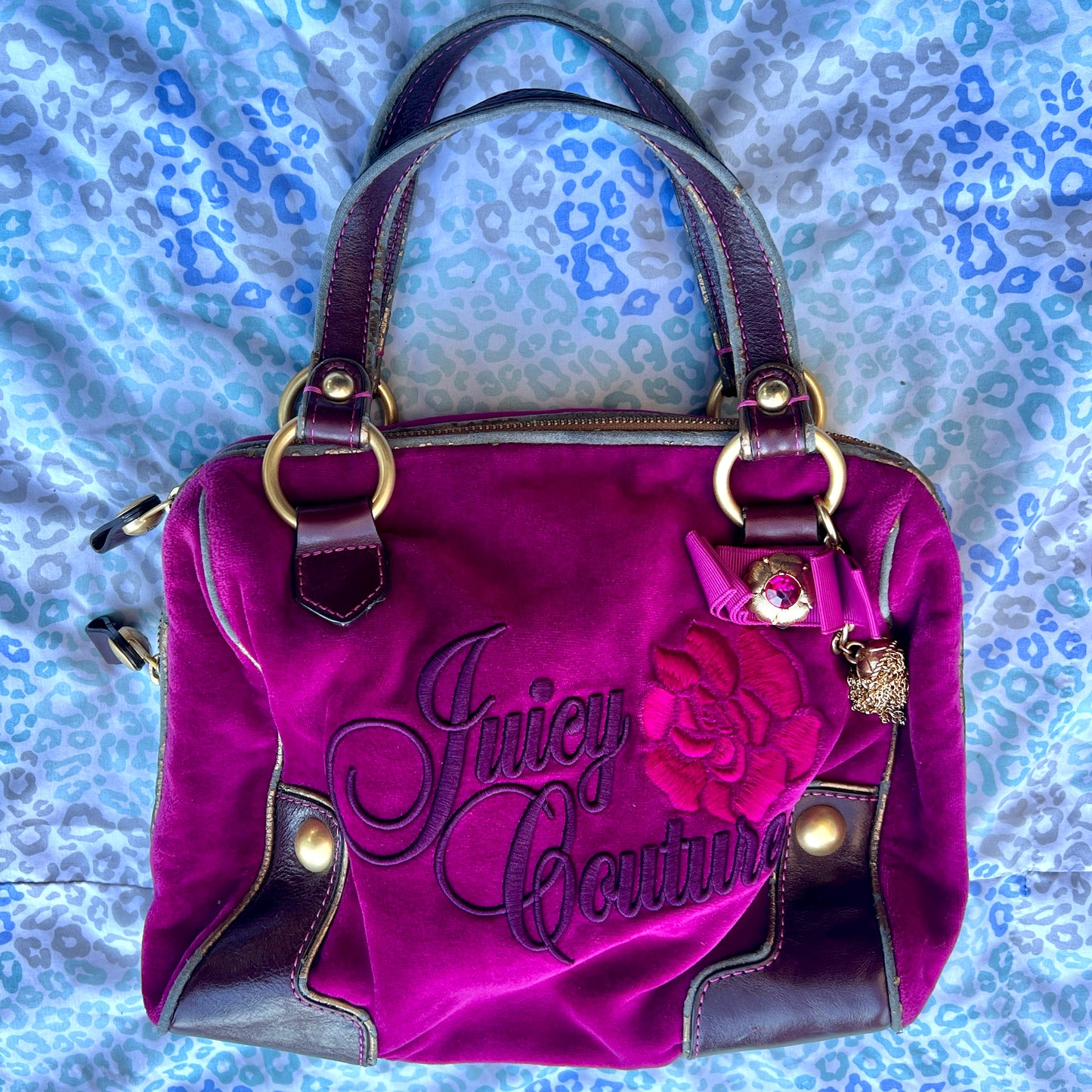 Vintage Purple Juicy Couture Purse Handbag Satchel Bag Y2K Velour Mcbling