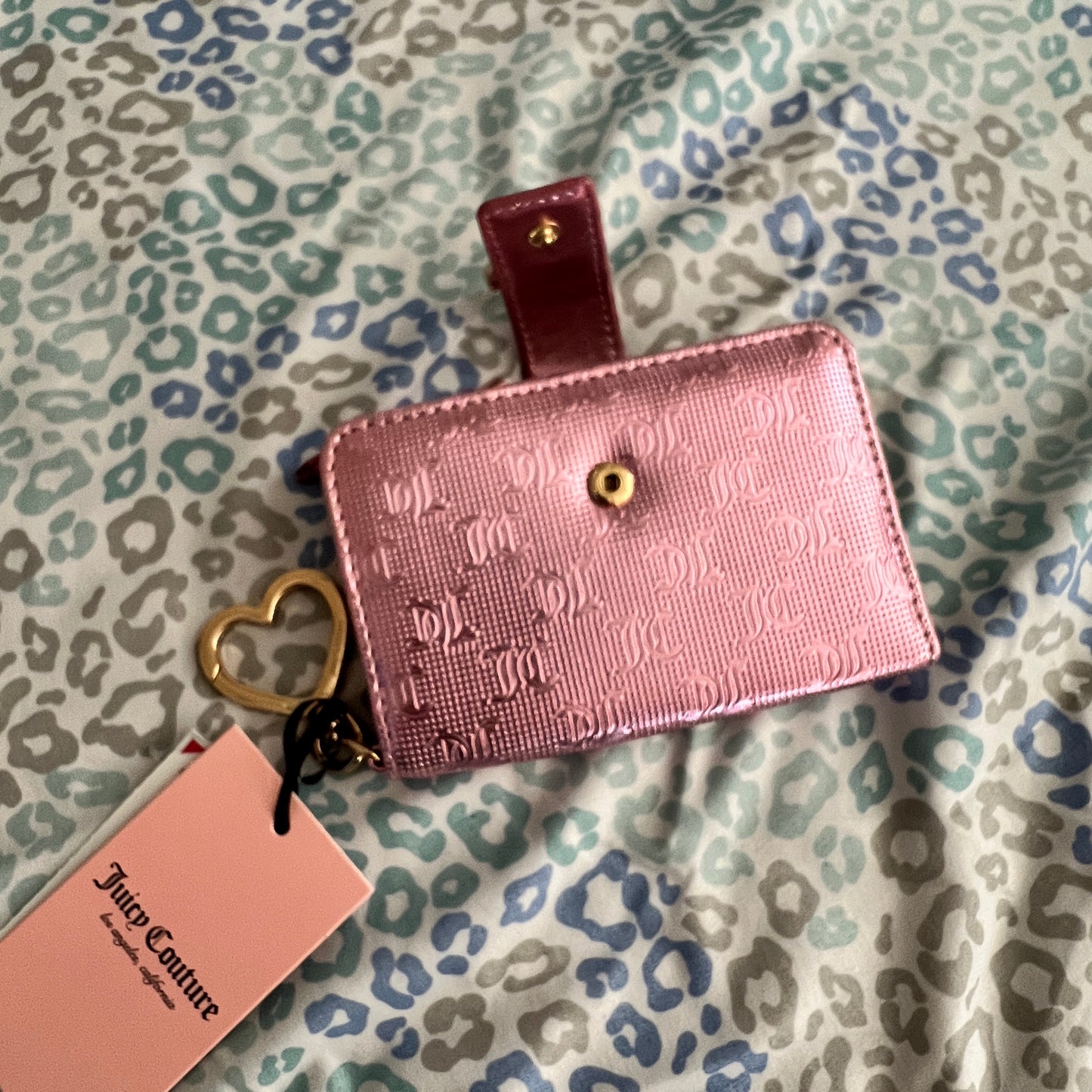 New Pink Juicy Couture Wallet Card Holder Coin Purse Blush Metallic MSRP $35