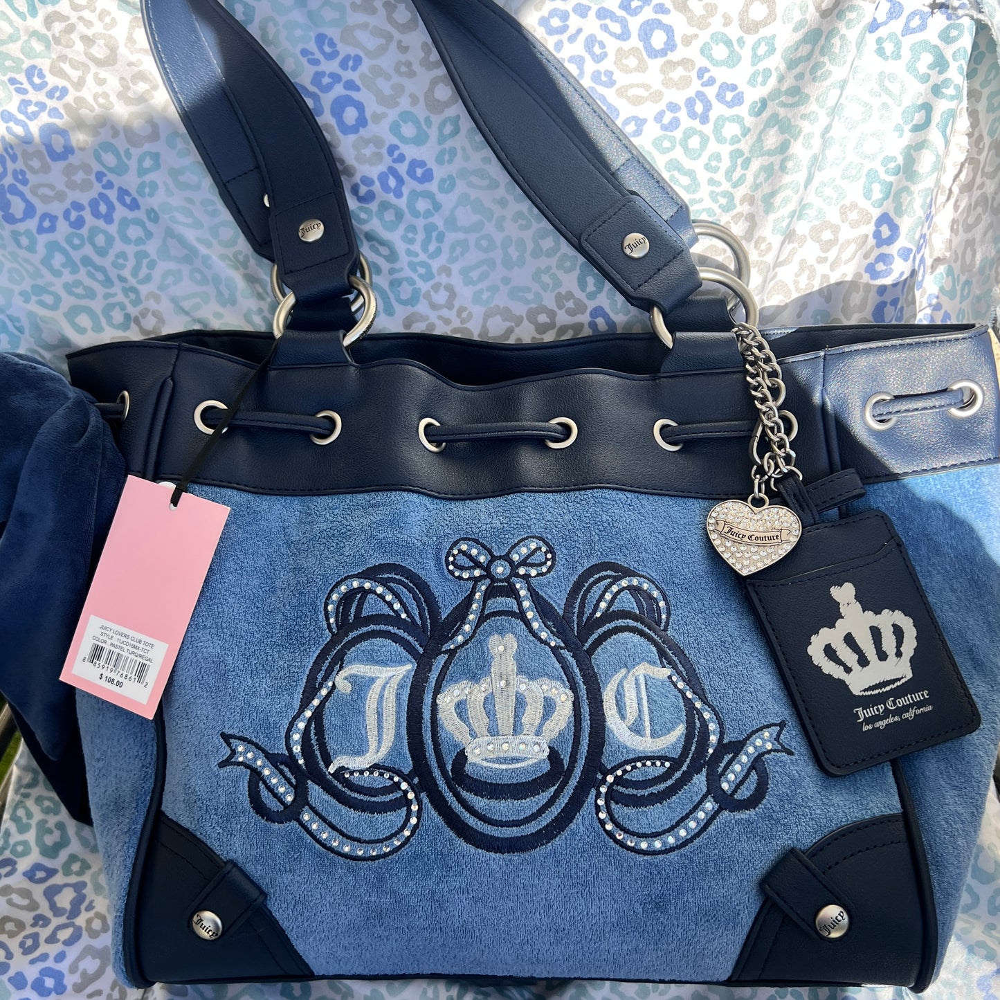 New Blue Juicy Couture Daydreamer Tote Bag Purse Custom Dyed Juicy Lovers Club