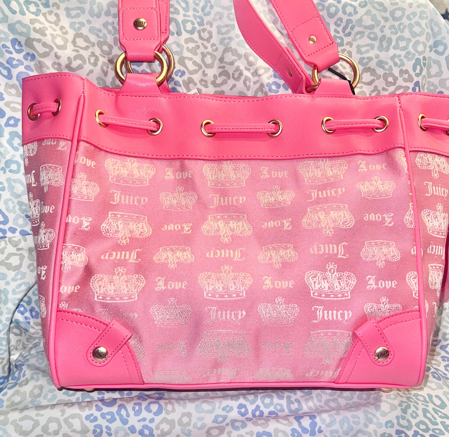 New Pink Juicy Couture Purse Daydreamer Tote Bag Handbag Vintage Style Crown
