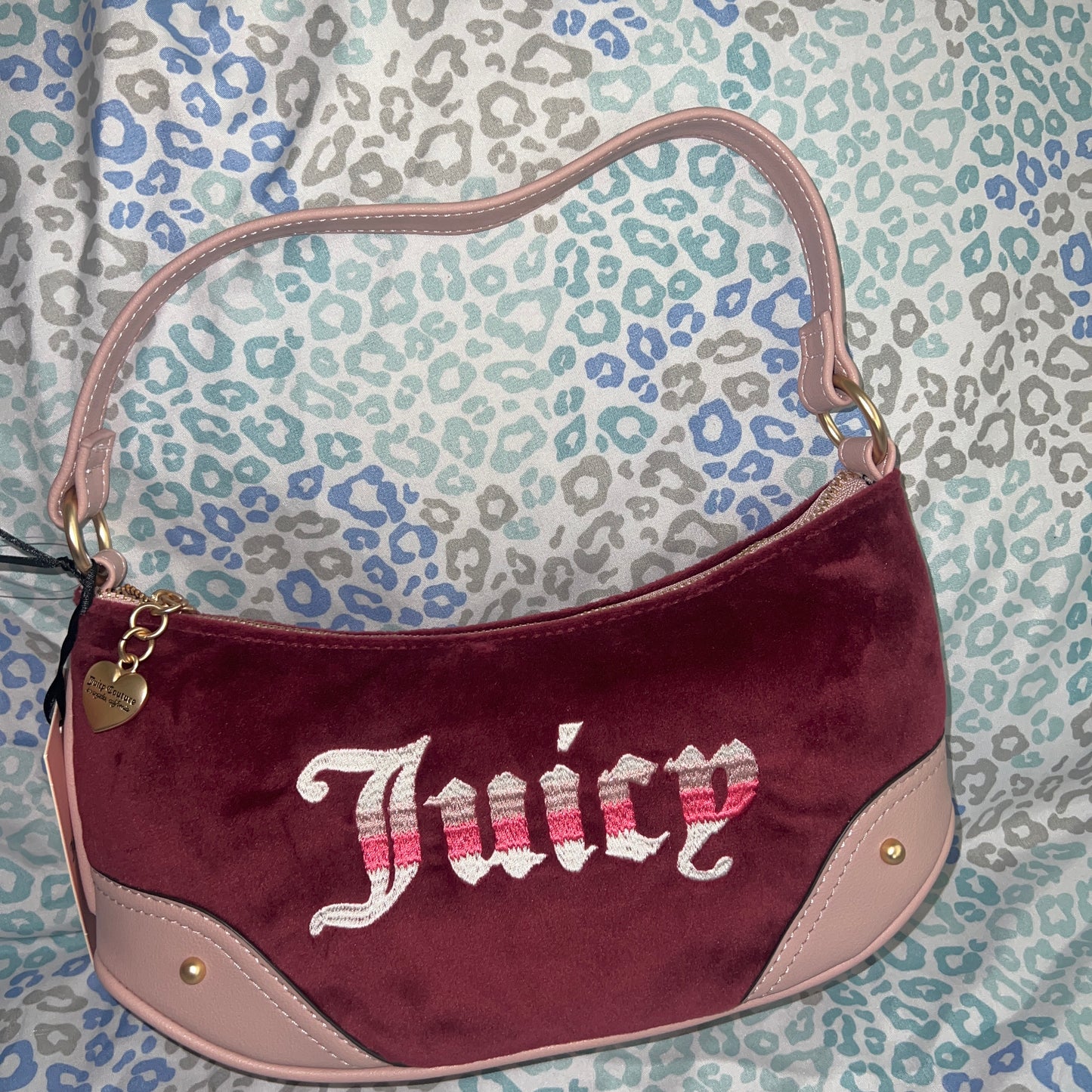 New Red Maroon Juicy Couture Purse Handbag Bag Velour Vintage Style MSRP $79