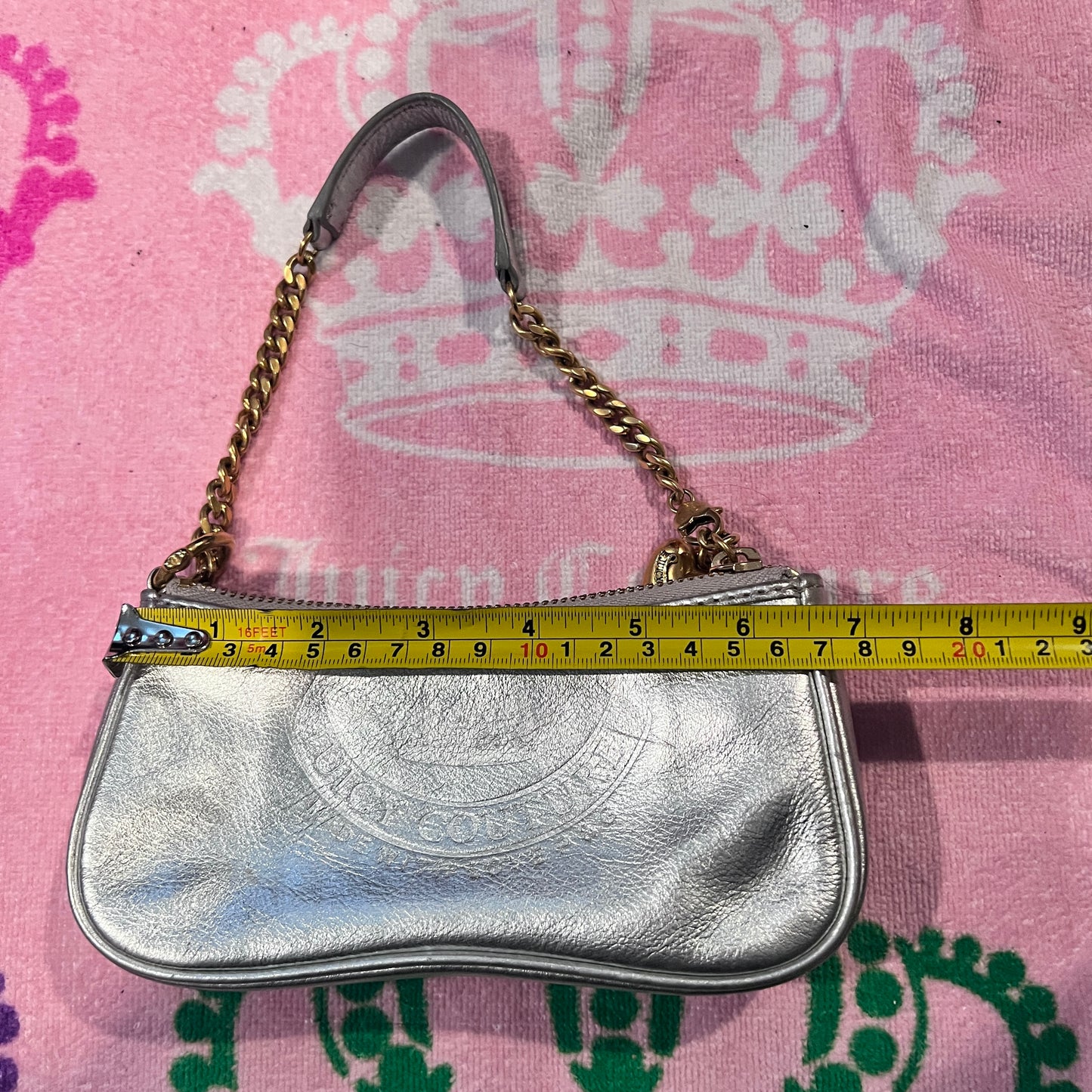 Rare Vintage Silver Juicy Couture Mini Bag Purse Handbag Y2K 2005 Coin Purse