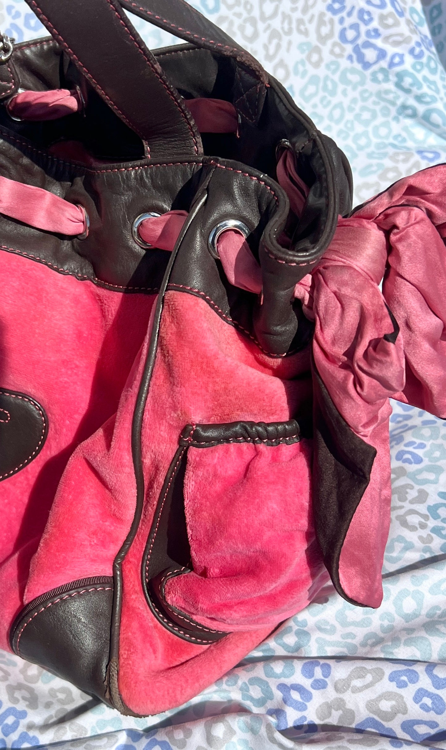 Vintage Pink Juicy Couture Purse Handbag Daydreamer Velvet Tote Bag Custom Dyed
