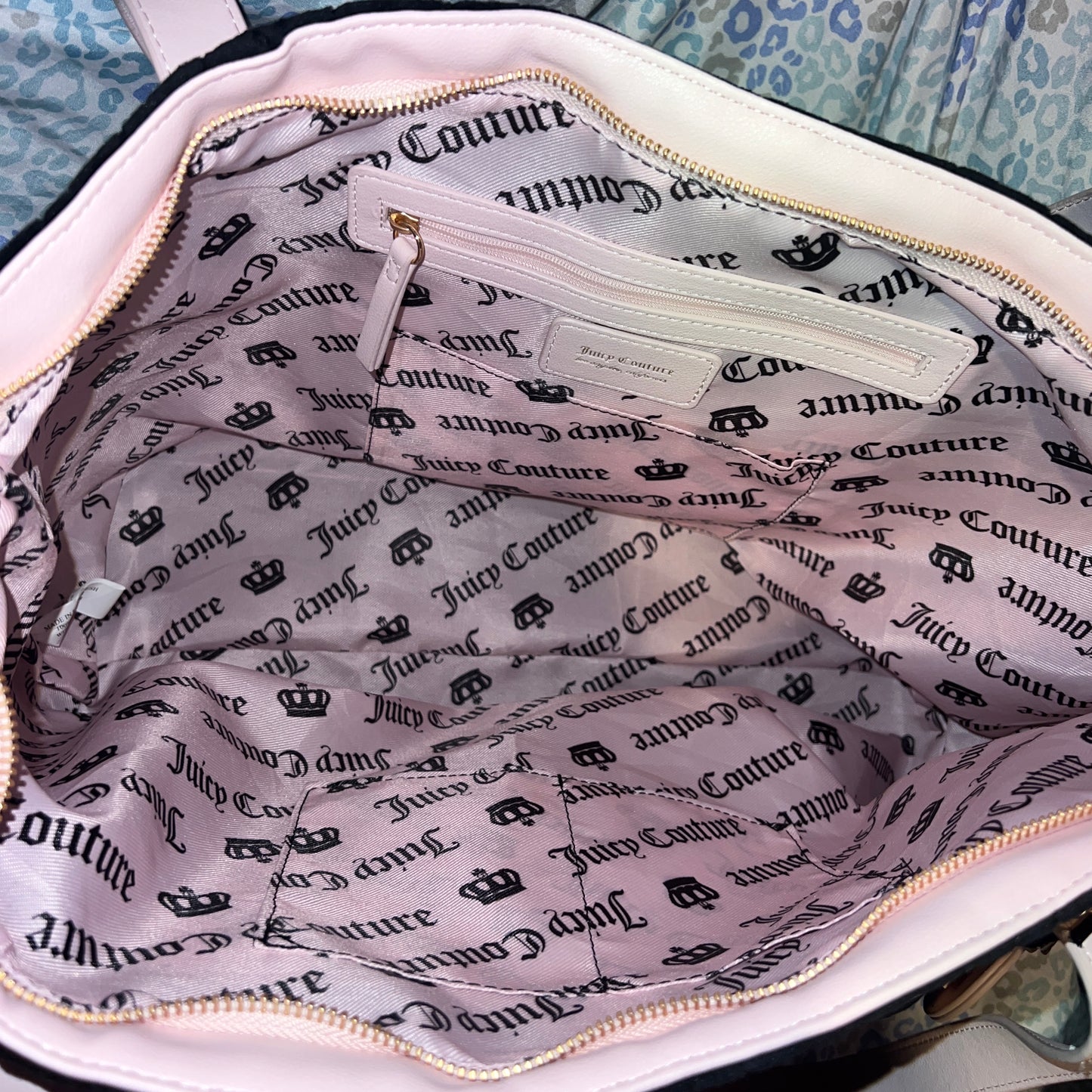 New Black Juicy Couture Purse XL Tote Travel Bag Vintage Style Velvet Fairy Tale