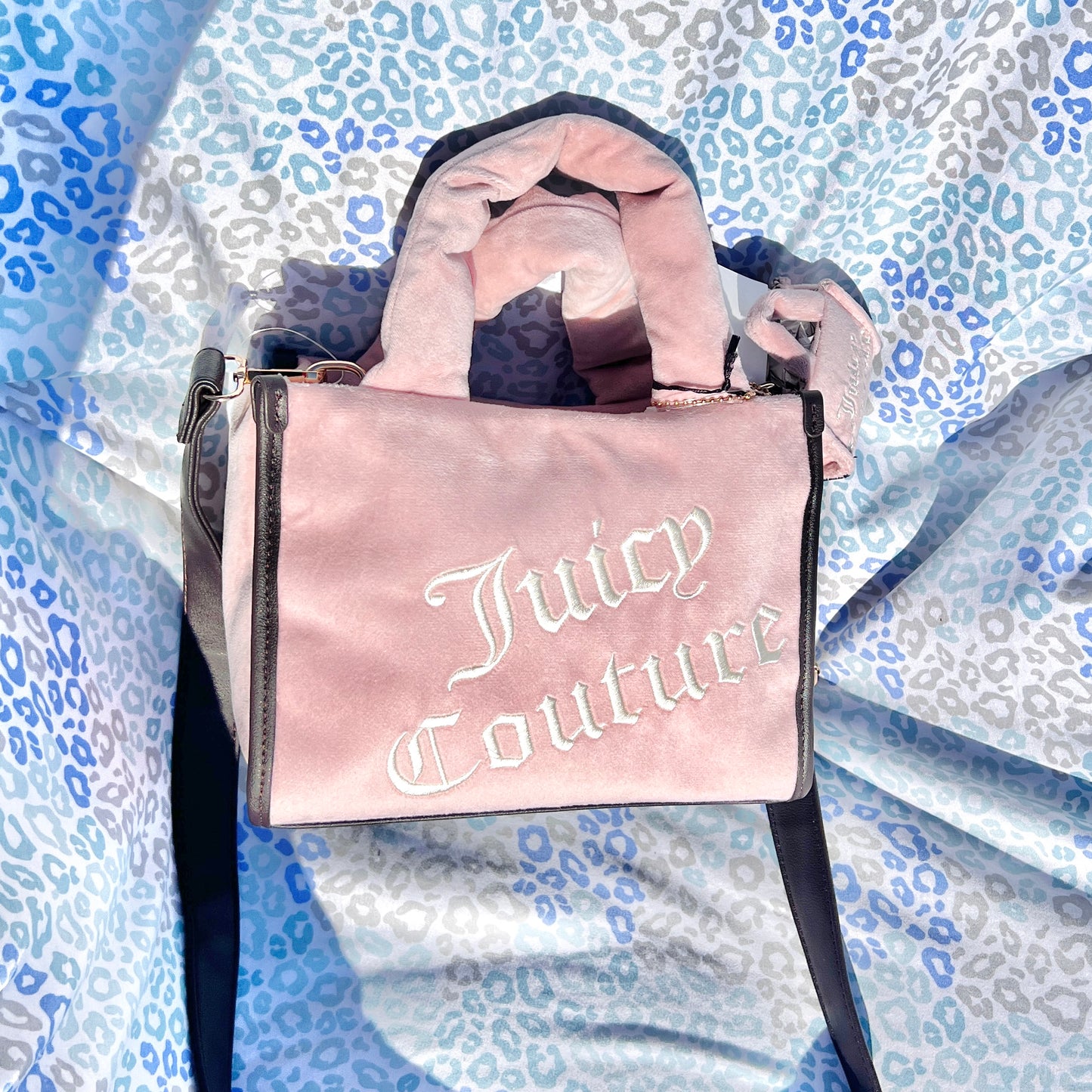 New Pink Juicy Couture Purse Tote + Mini Bag Velour Crossbody Purse