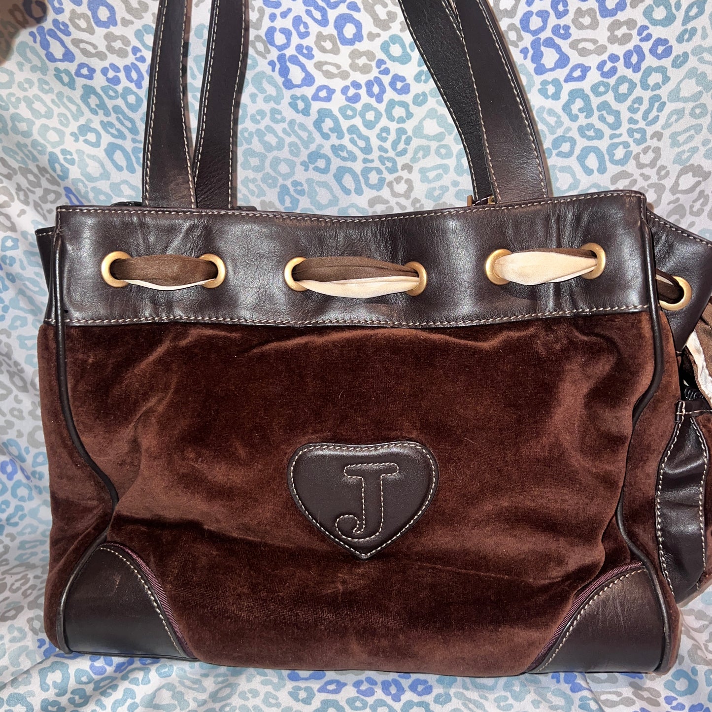 Vintage Dark Brown Juicy Couture Daydreamer Tote Bag Velour Fairy Tale Y2K Purse