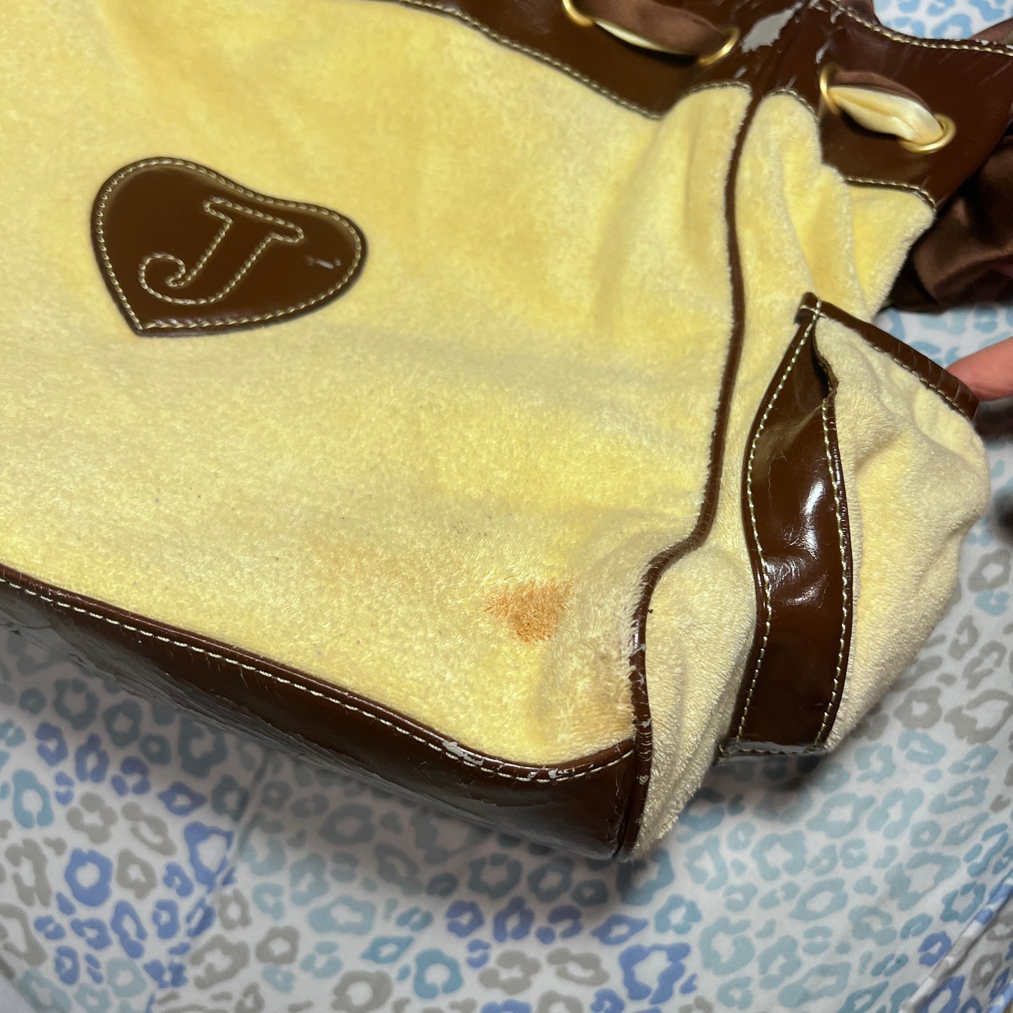 Vintage Brown Yellow Juicy Couture Purse Tote Bag Handbag Daydreamer Terry Cloth - Juicy Couturists Loves