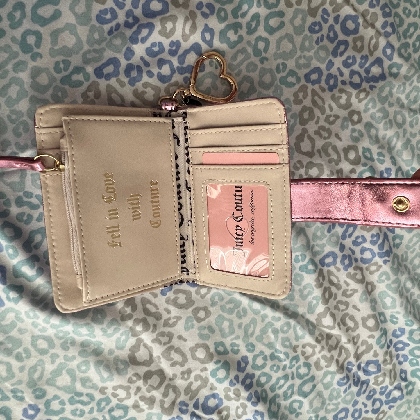 New Pink Juicy Couture Wallet Card Holder Coin Purse Blush Metallic MSRP $35