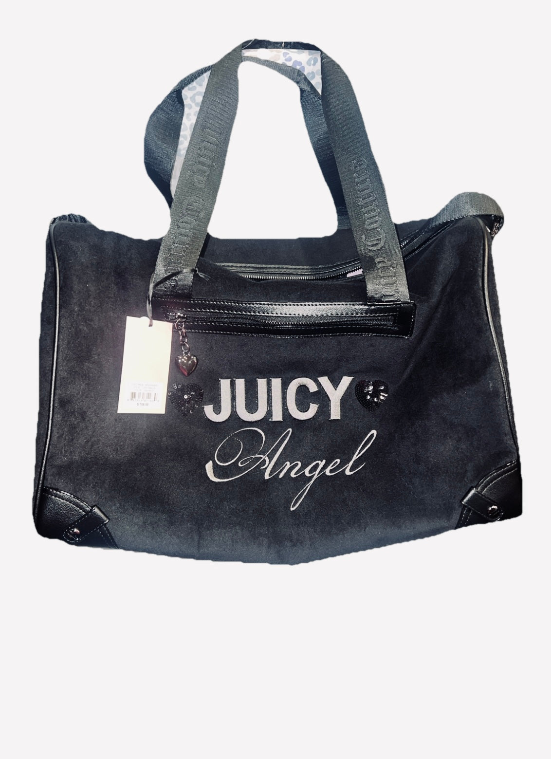New Black Juicy Couture Weekender Purse XL Size Duffle Travel Bag Juicy Angel