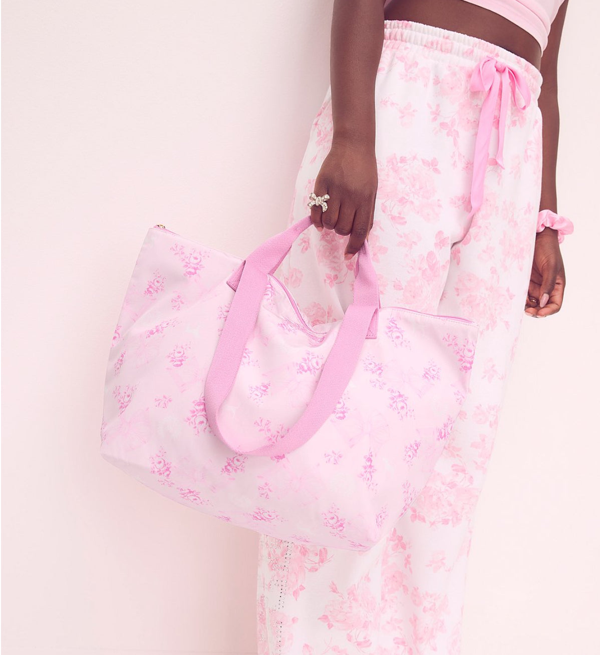 New PINK Victoria's Secret LoveShackFancy Tote Bag Large Purse Floral NWT
