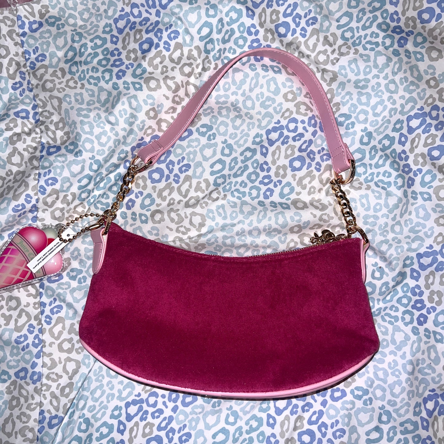 New Pink Juicy Couture Purse Satchel Bag Handbag Ice Cream Charm Terry Cloth